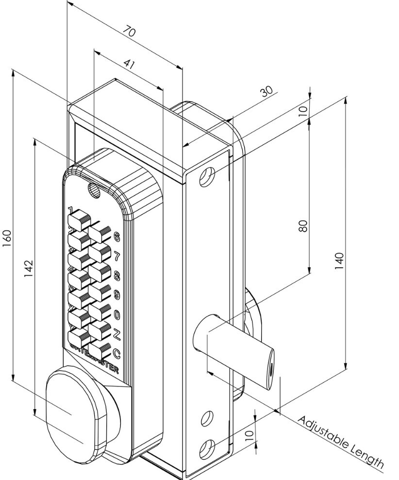 Gatemaster Super Lock DoubleSided Keypad 4060mm Gate Frame